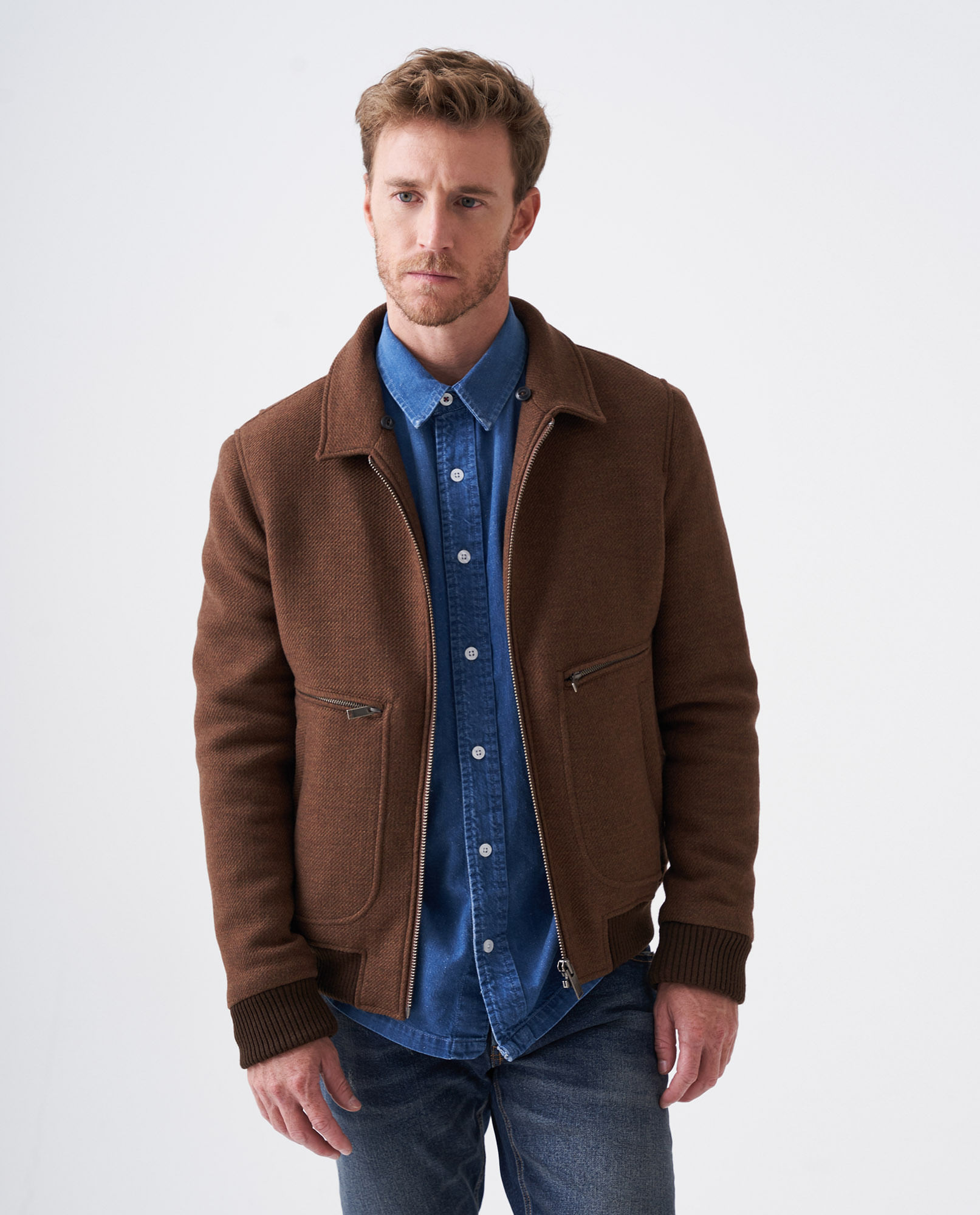 Chaqueta de Hombre en Paño - Cuello Ovejero Removible