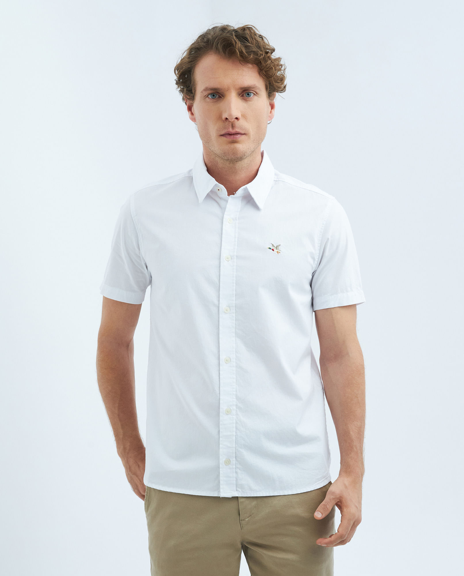 Camisa de Hombre, Slim Fit Manga Corta - Oxford 100% Algodón