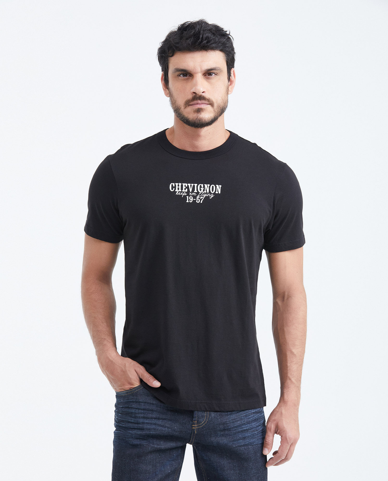Camiseta Classic Fit con Estampado Cuello Redondo para Hombre