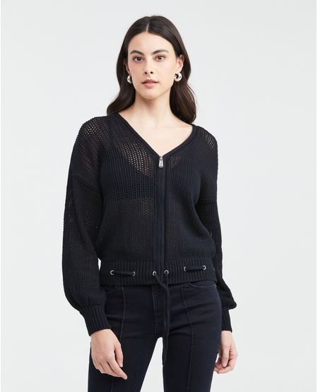 Chaqueta Tejida con Efecto Bomber para Mujer