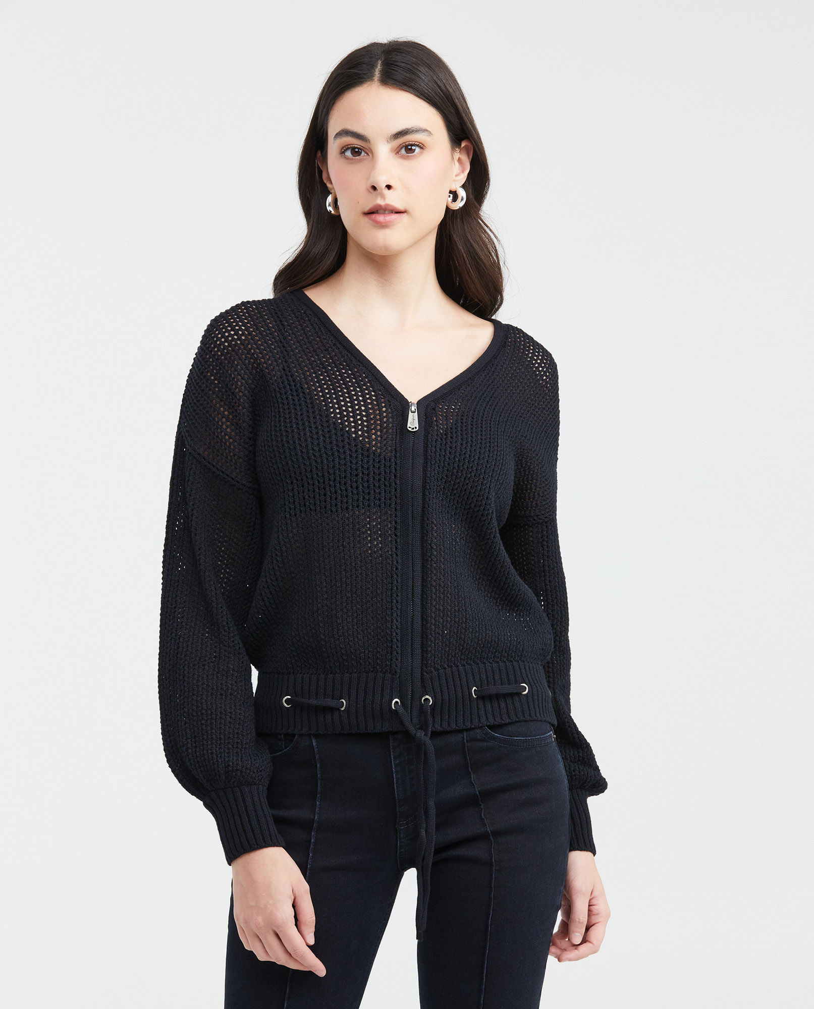 Chaqueta Tejida con Efecto Bomber para Mujer