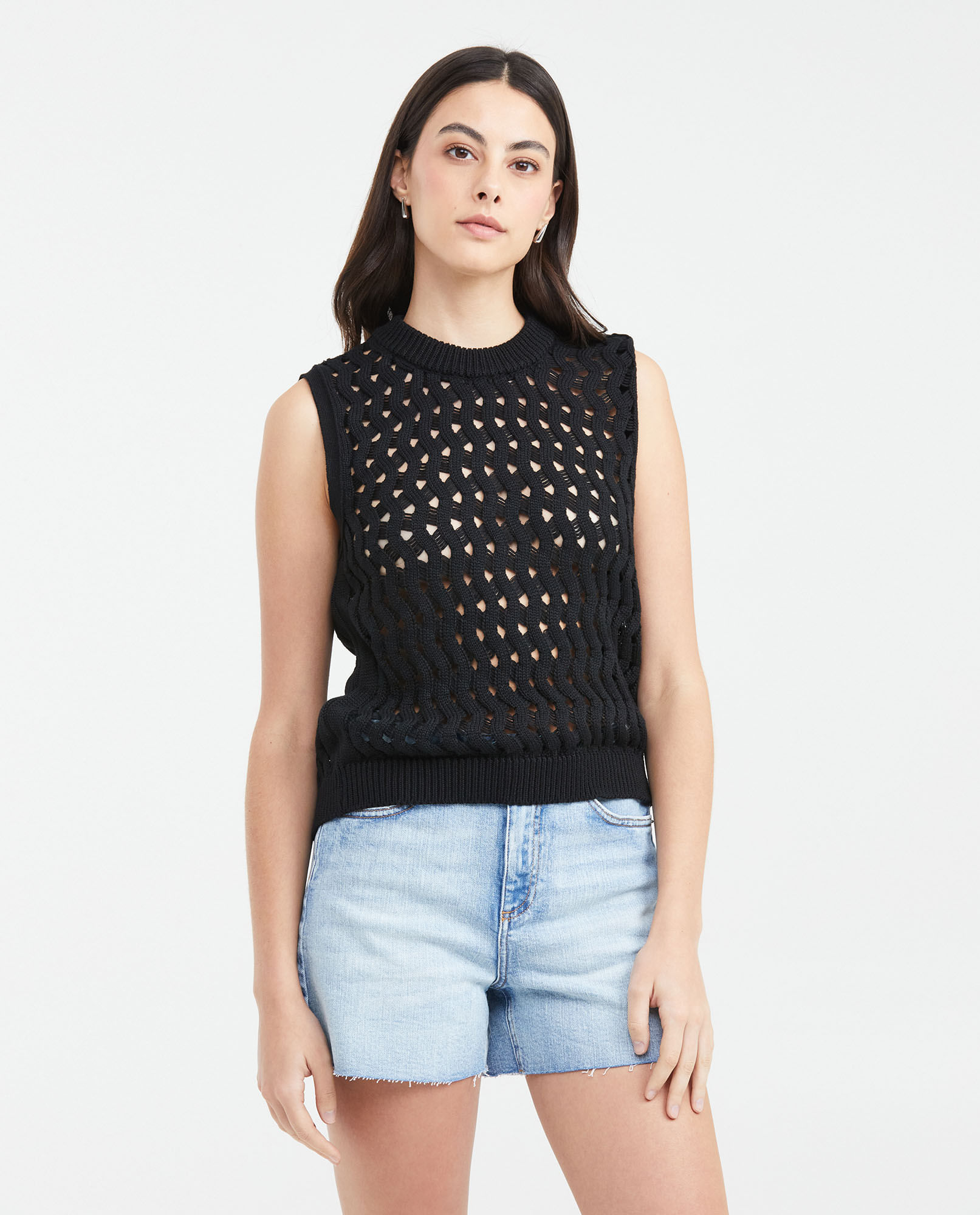 Camiseta en Tejido Tipo Red para Mujer
