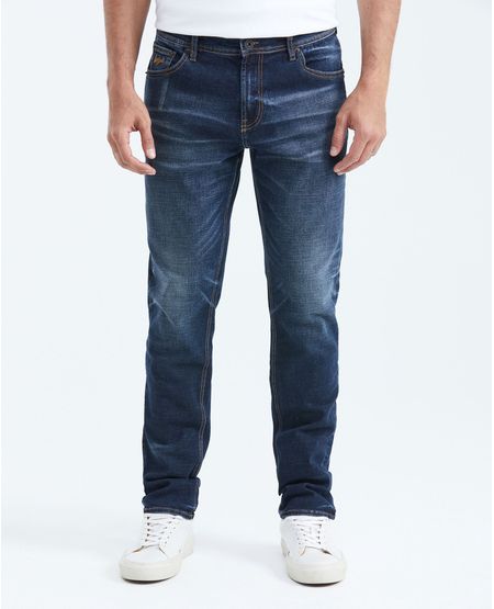 Jean Straight Fit Fit Medio Bota Slim Azul Oscuro para Hombre