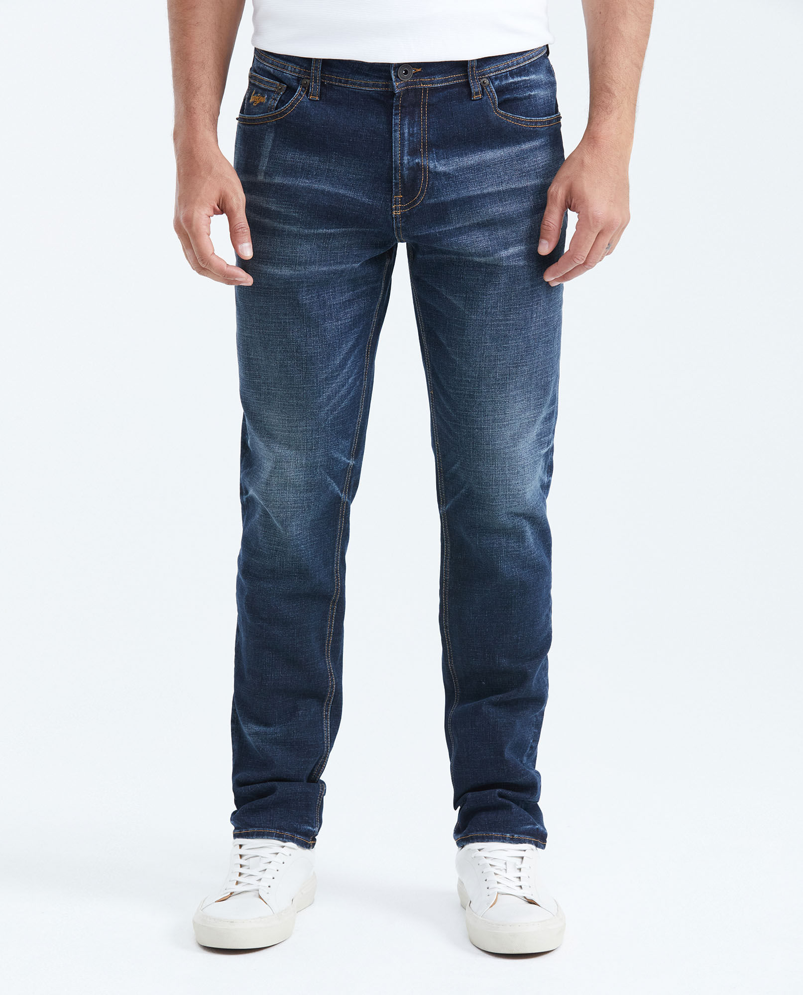 Jean Straight Fit Fit Medio Bota Slim Azul Oscuro para Hombre