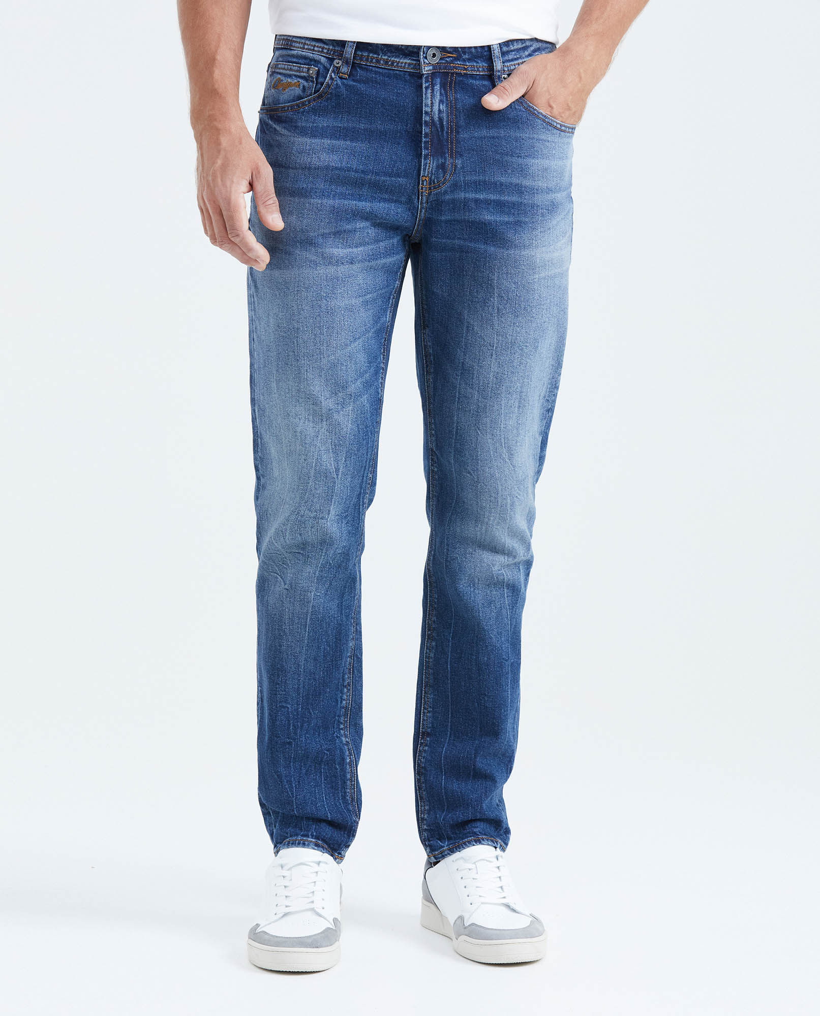 Jean Straight Fit Fit Medio Bota Slim Azul Claro para Hombre