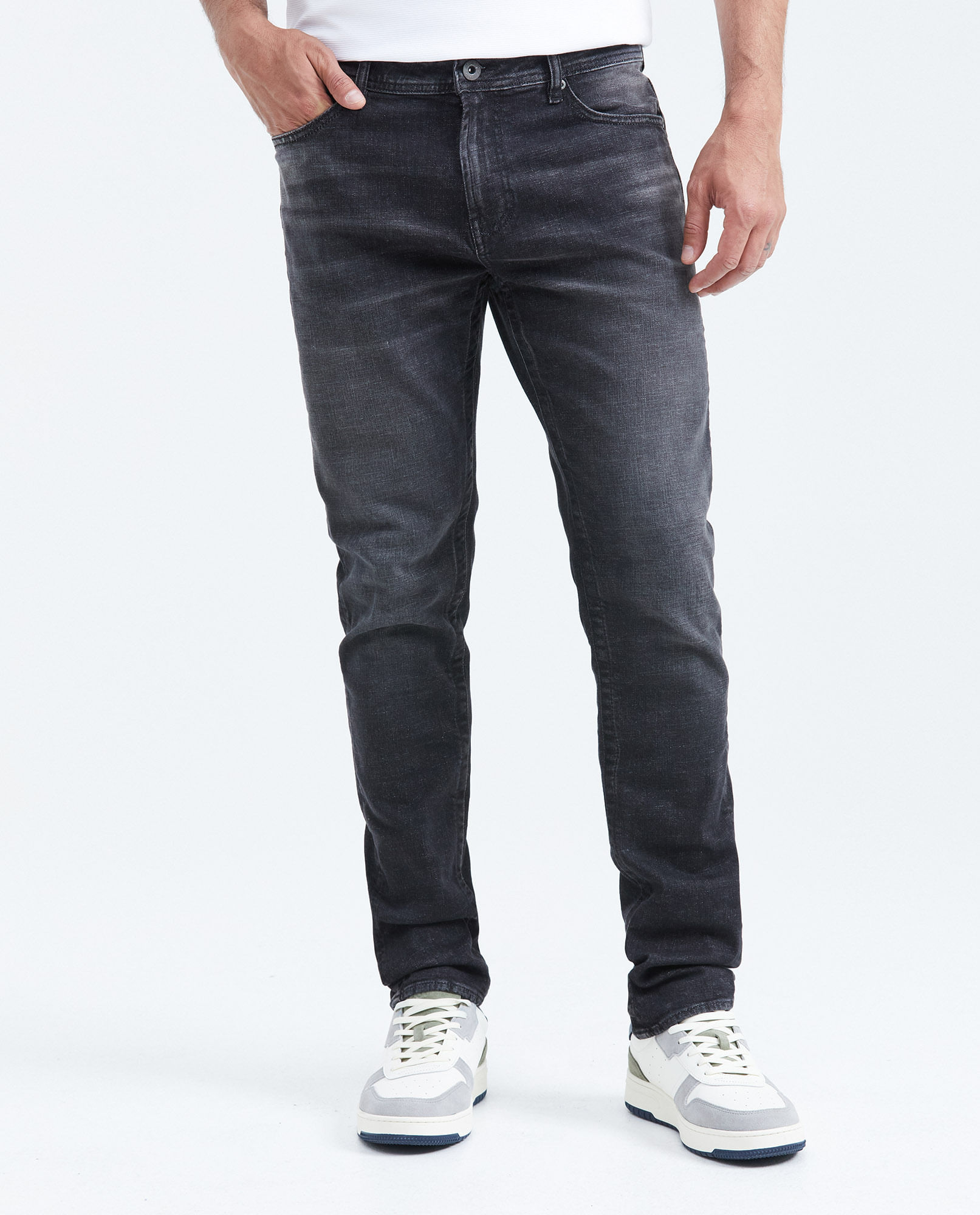 Jean Slim Fit Fit Medio Bota Slim Gris Oscuro para Hombre