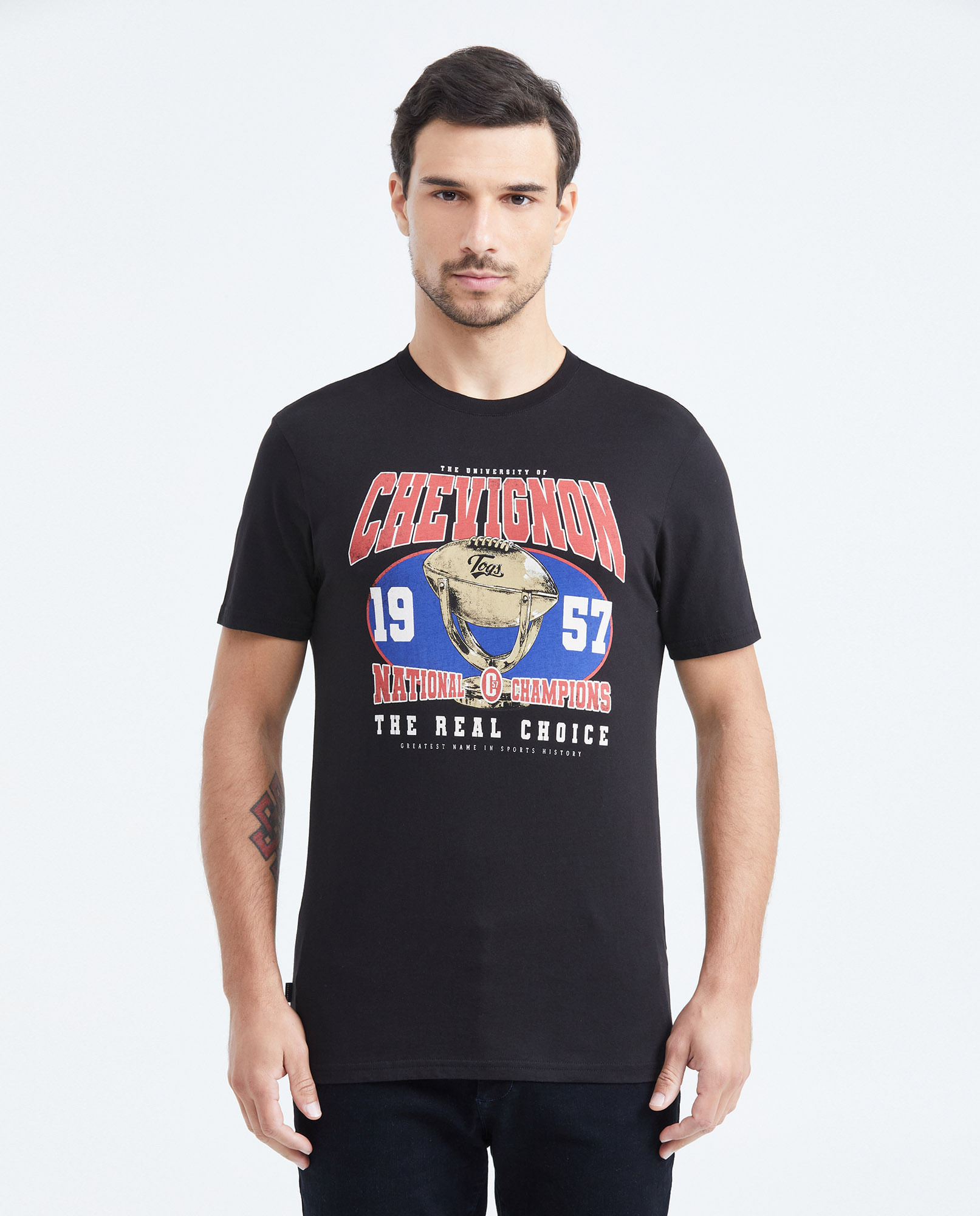 Camiseta Slim Fit Estampada Cuello Redondo para Hombre