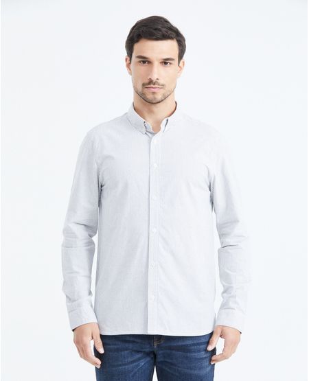 Camisa Slim Fit Manga Larga con Estampado de Rayas para Hombre