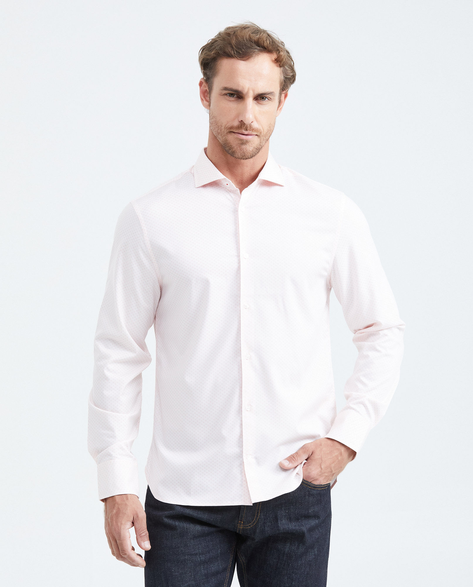 Camisa Premium Manga Larga con Estampado Mini Print para Hombre