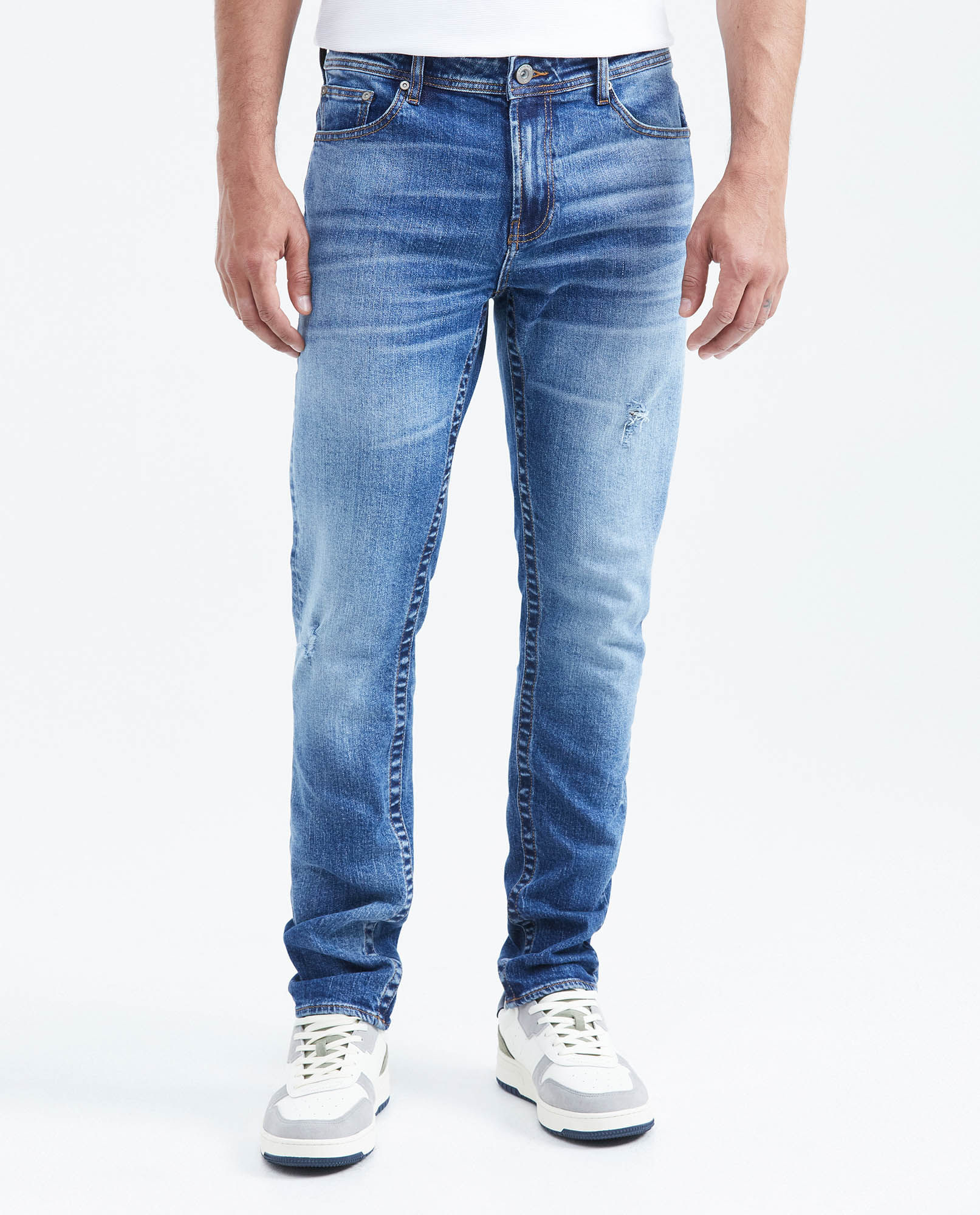 Jean Slim Fit Tiro Medio Bota Ajustada Azul Oscuro para Hombre