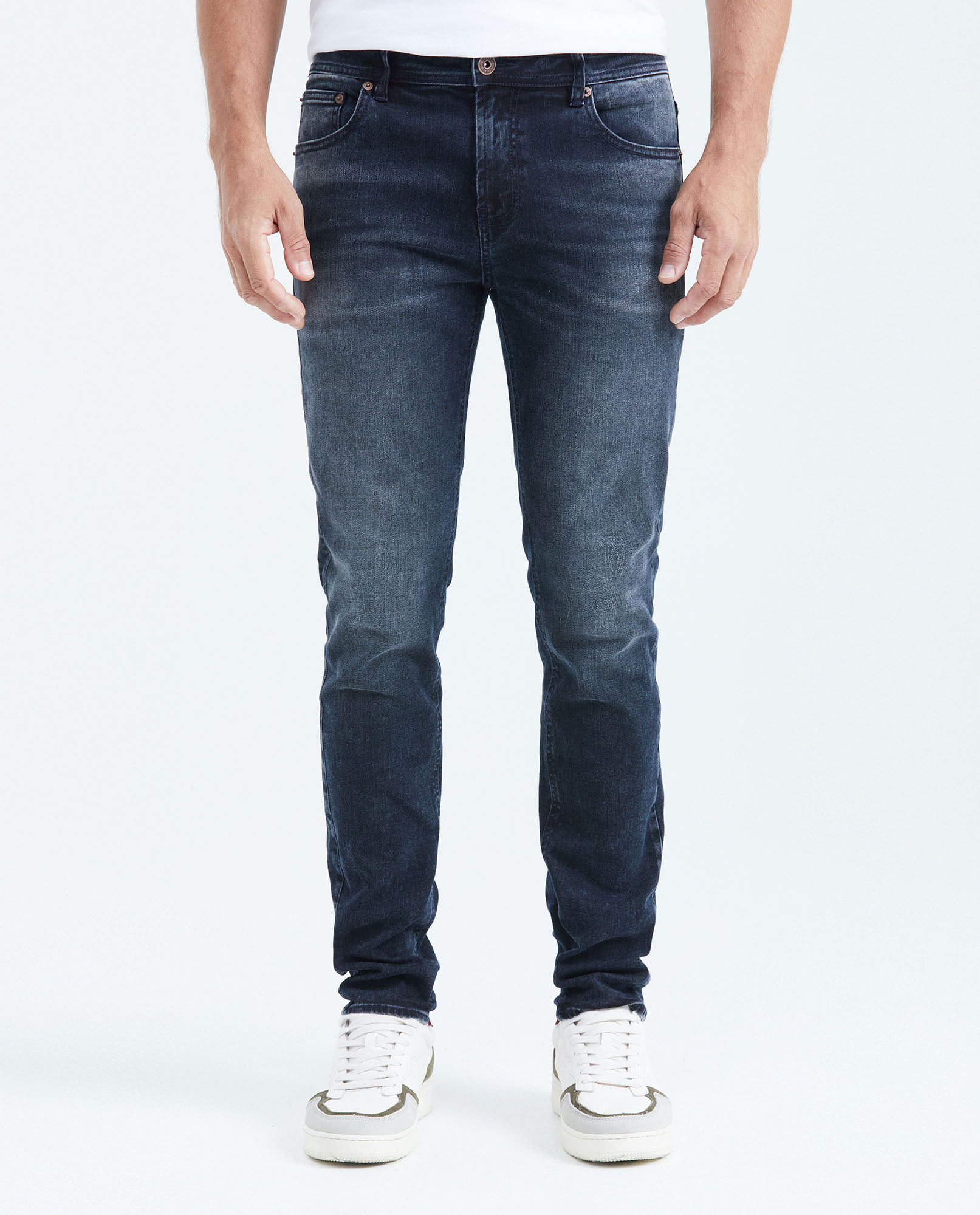 Jean Súper Slim Fit Tiro Medio Bota Super Slim Azul Ultra Oscuro para Hombre