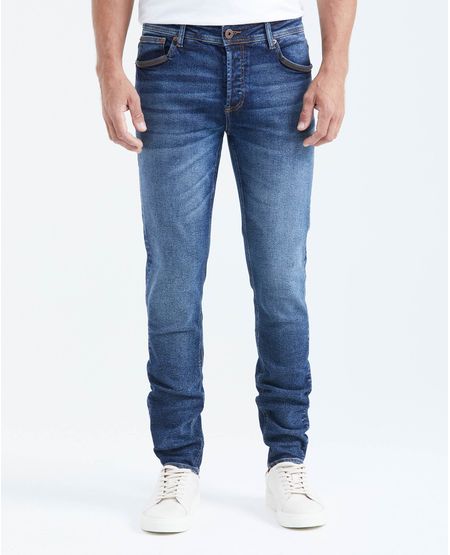 Jean Súper Slim Fit Tiro Bajo Bota Super Slim Azul Oscuro para Hombre