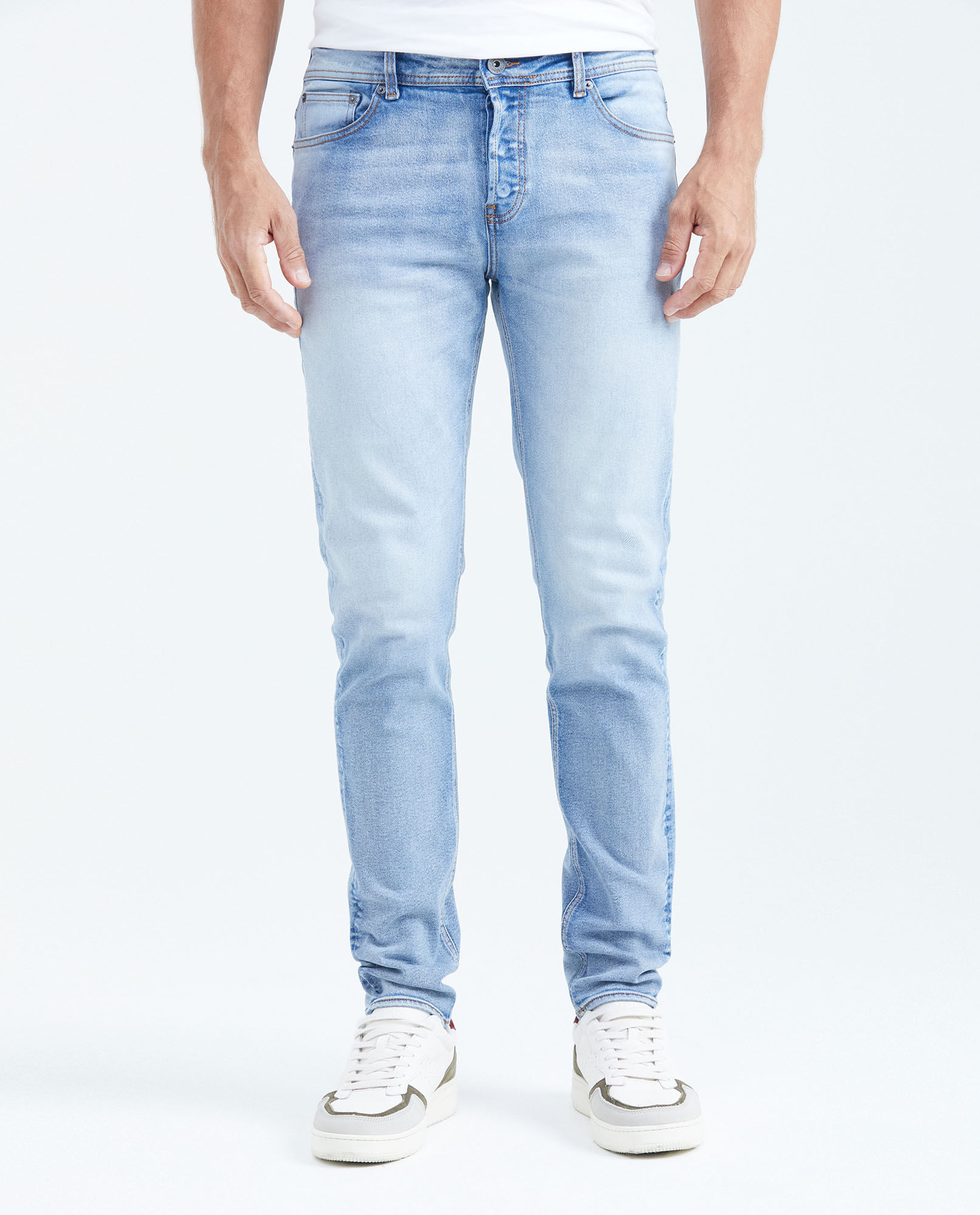 Jean Súper Slim Fit Tiro Bajo Bota Super Slim Azul Claro para Hombre