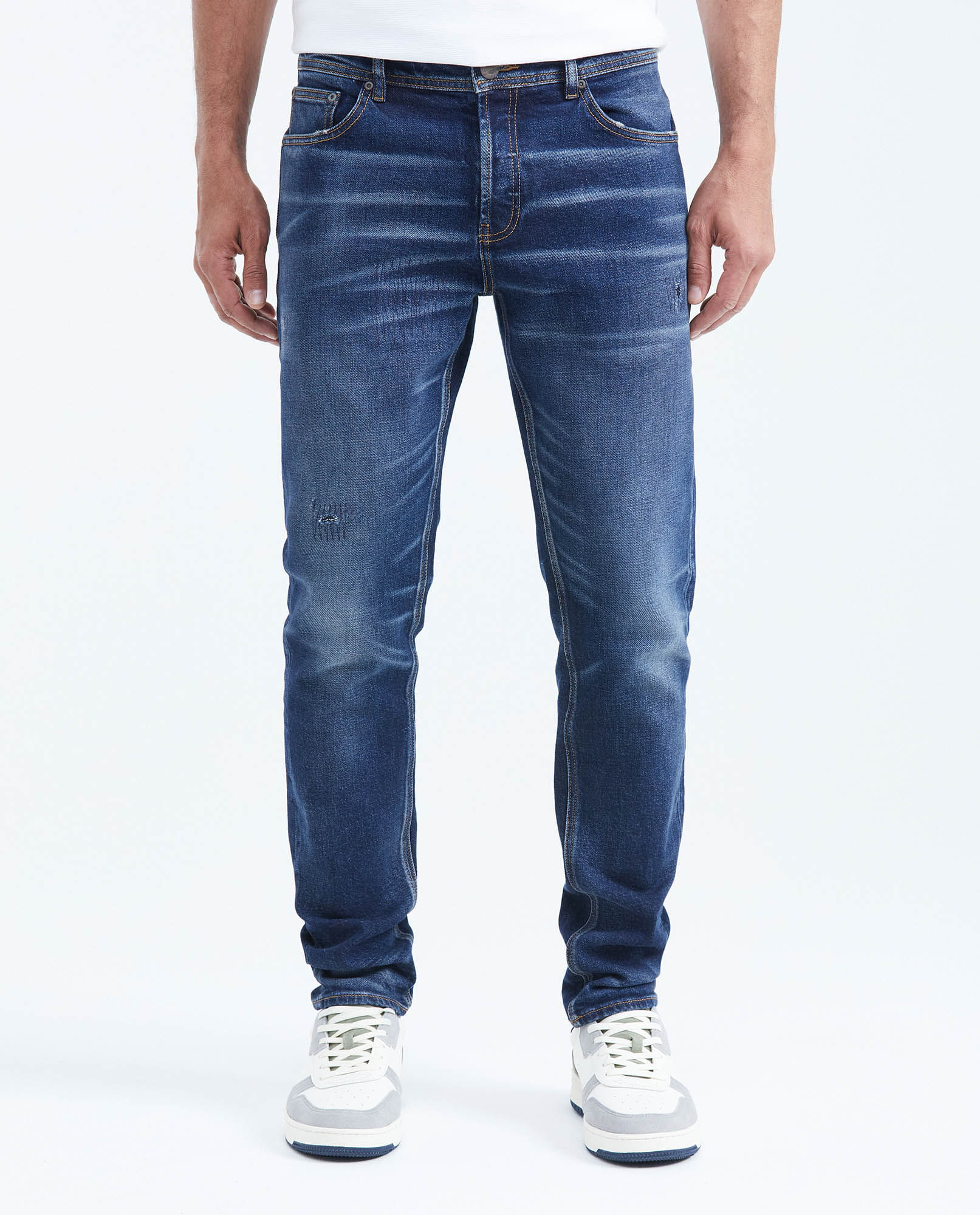 Jean Súper Slim Fit Tiro Bajo Bota Súper Slim Azul Oscuro para Hombre