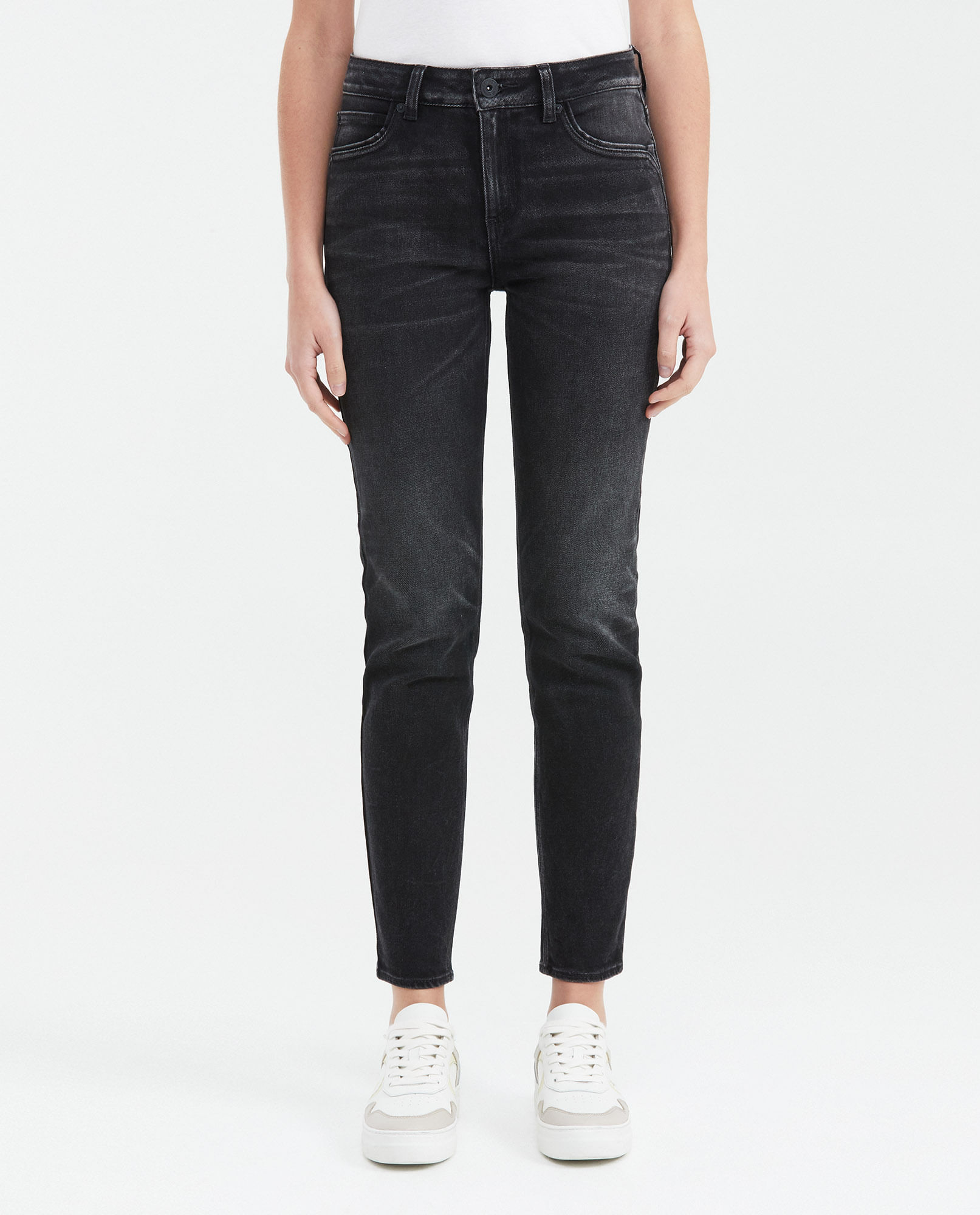 Jean High Rise Bota Slim Negro para Mujer