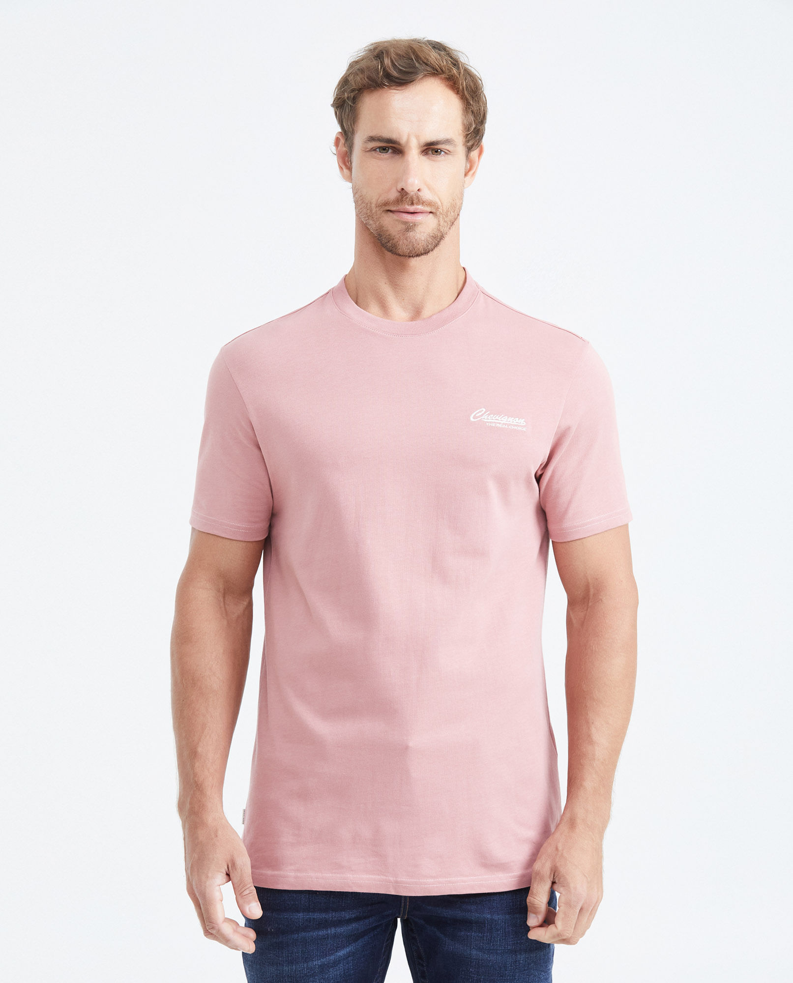 Camiseta Slim Fit con Bordado Cuello Redondo para Hombre
