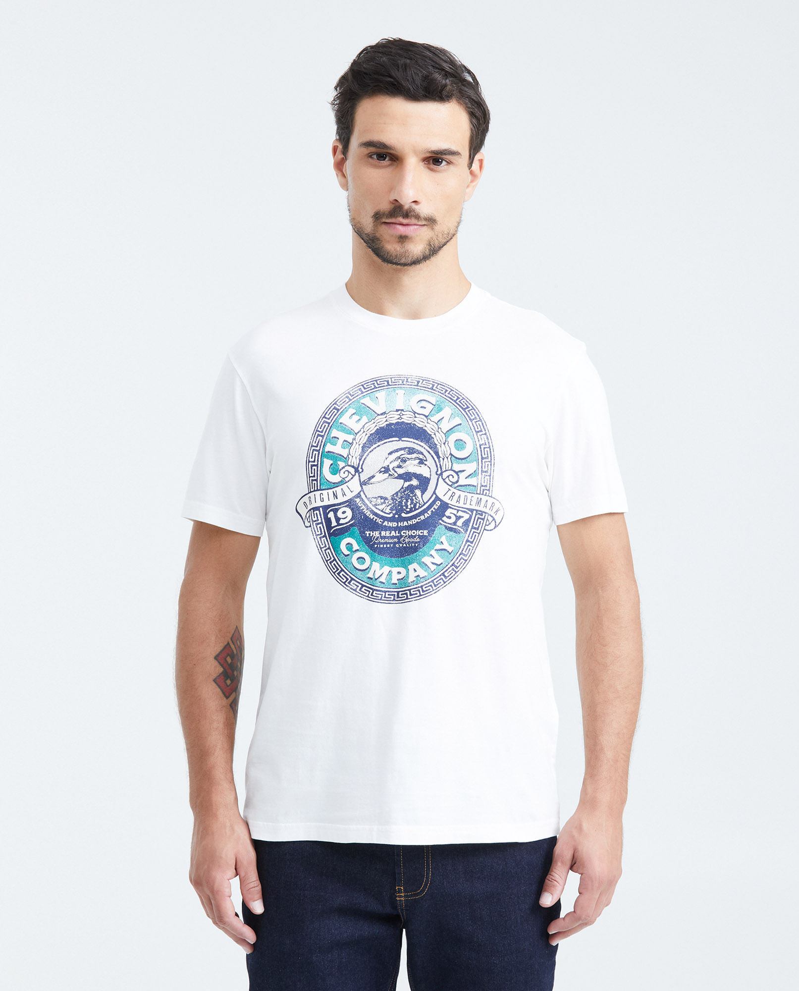 Camiseta Slim Fit Estampada Cuello Redondo para Hombre