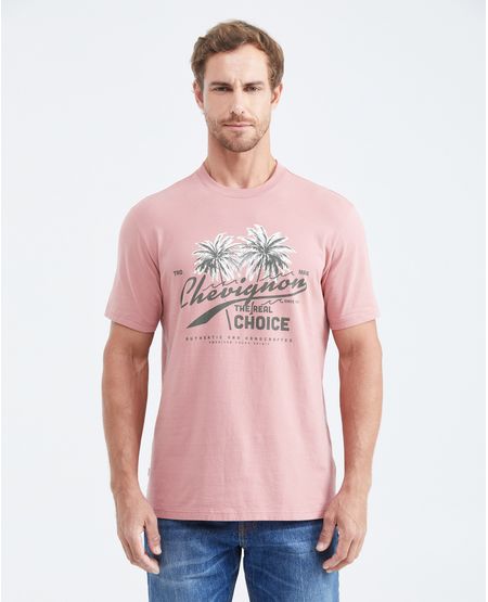 Camiseta Classic Fit Estampada Cuello Redondo en Algodón más Grueso para Hombre