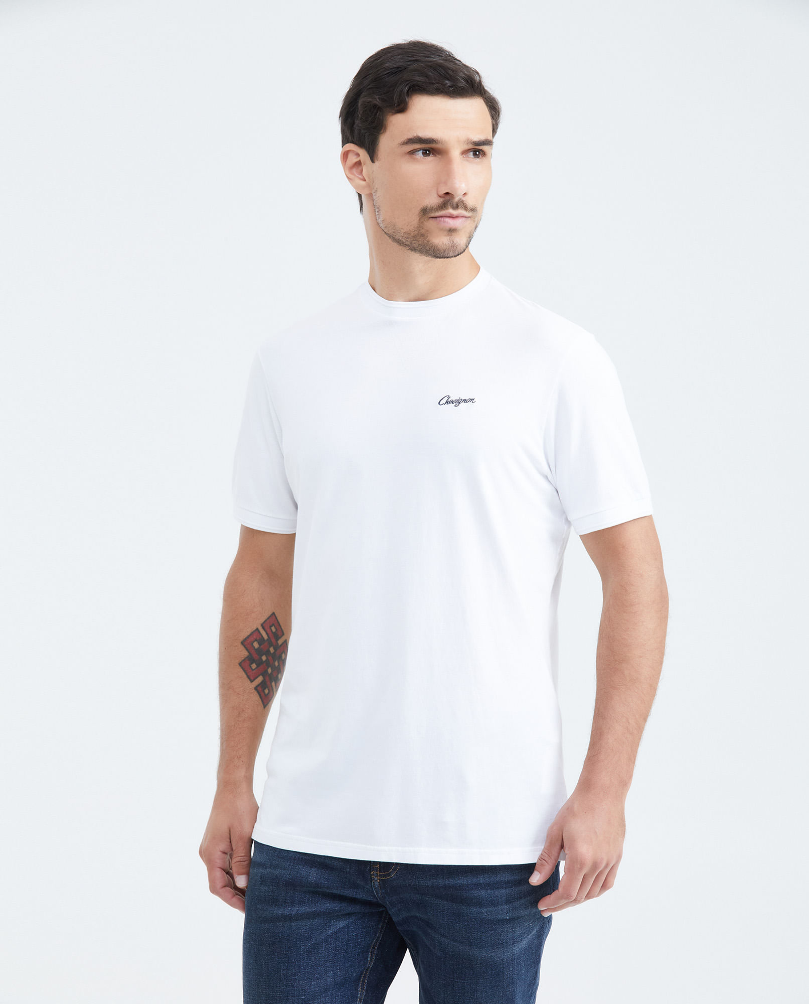 Camiseta Classic Fit Cuello Redondo en Algodón para Hombre