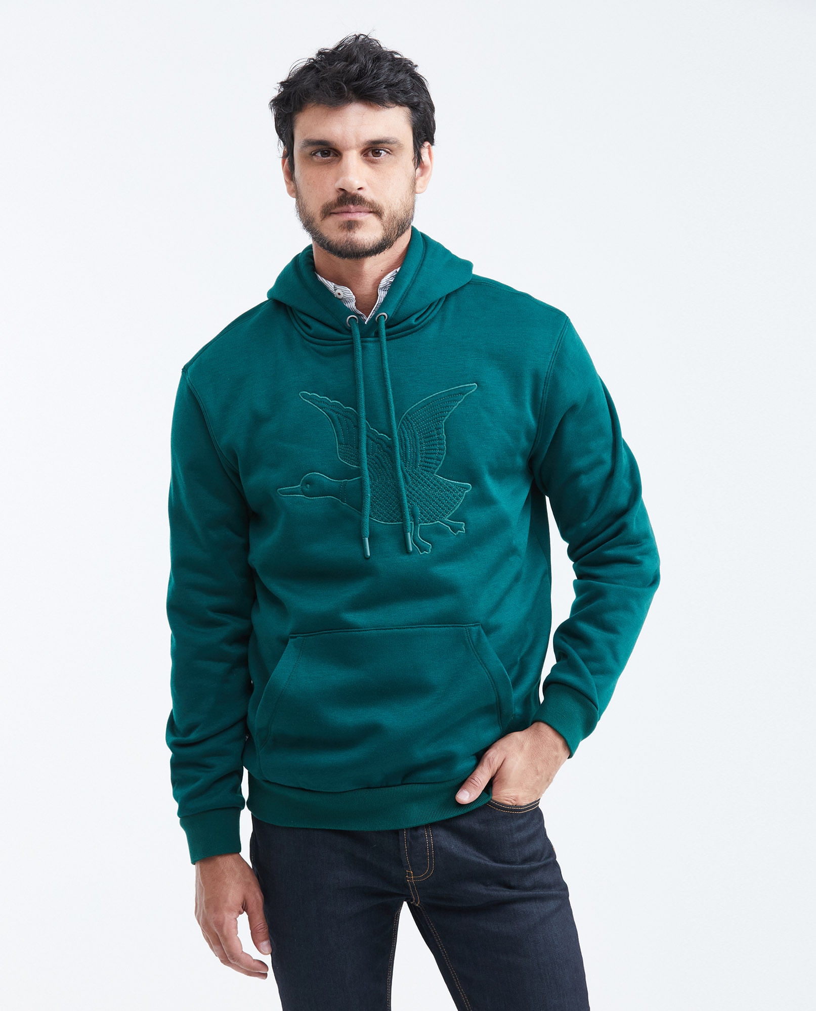Buzo cerrado con Capucha y Estampado Frontal para Hombre