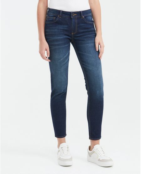 Jean Low Rise Bota Slim Azul Oscuro para Mujer