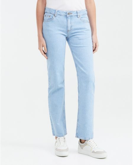 Jean Low Rise Bota Slim Azul Claro Craquelado para Mujer