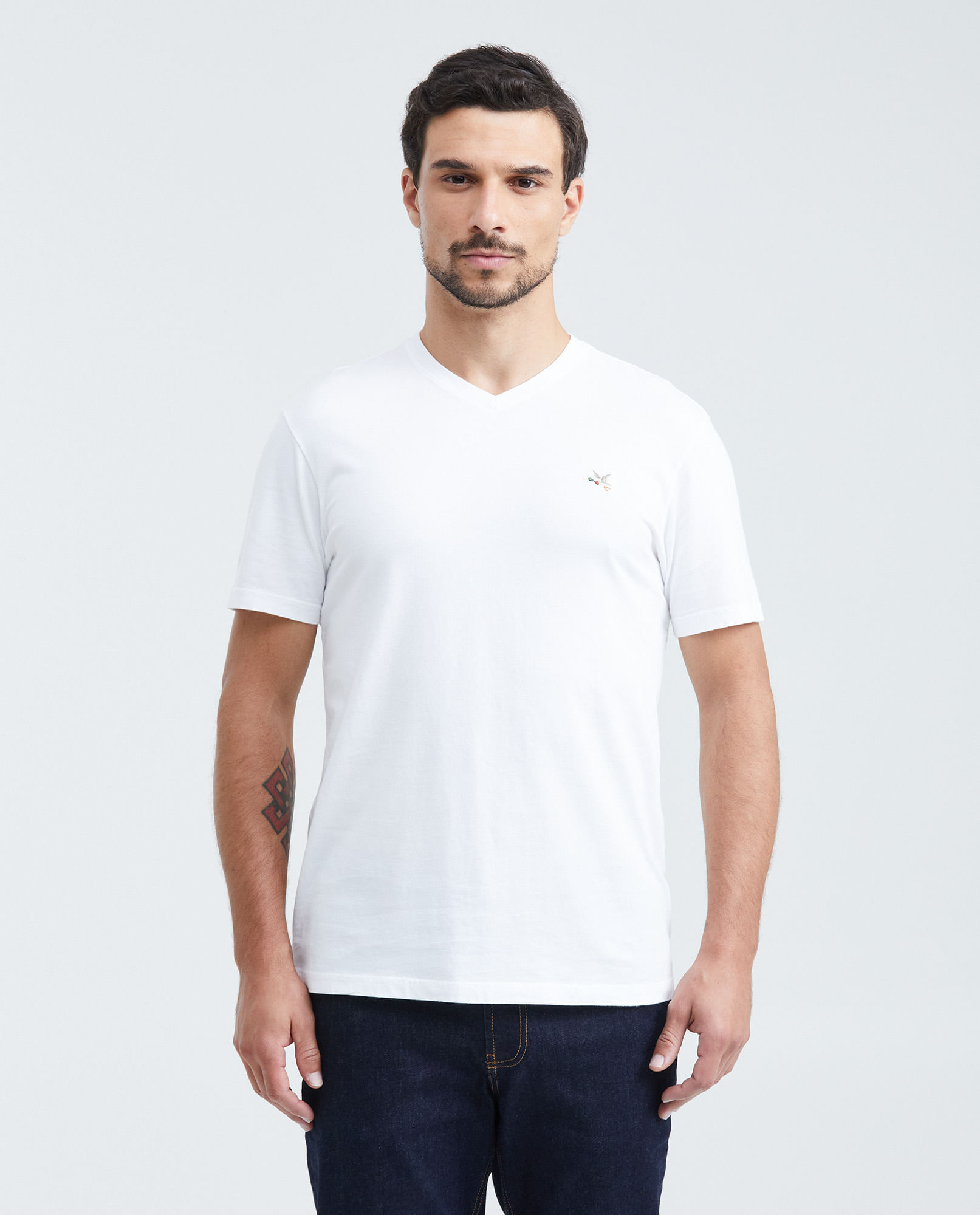 Camiseta Básica Slim fit Cuello en V en Algodón para Hombre