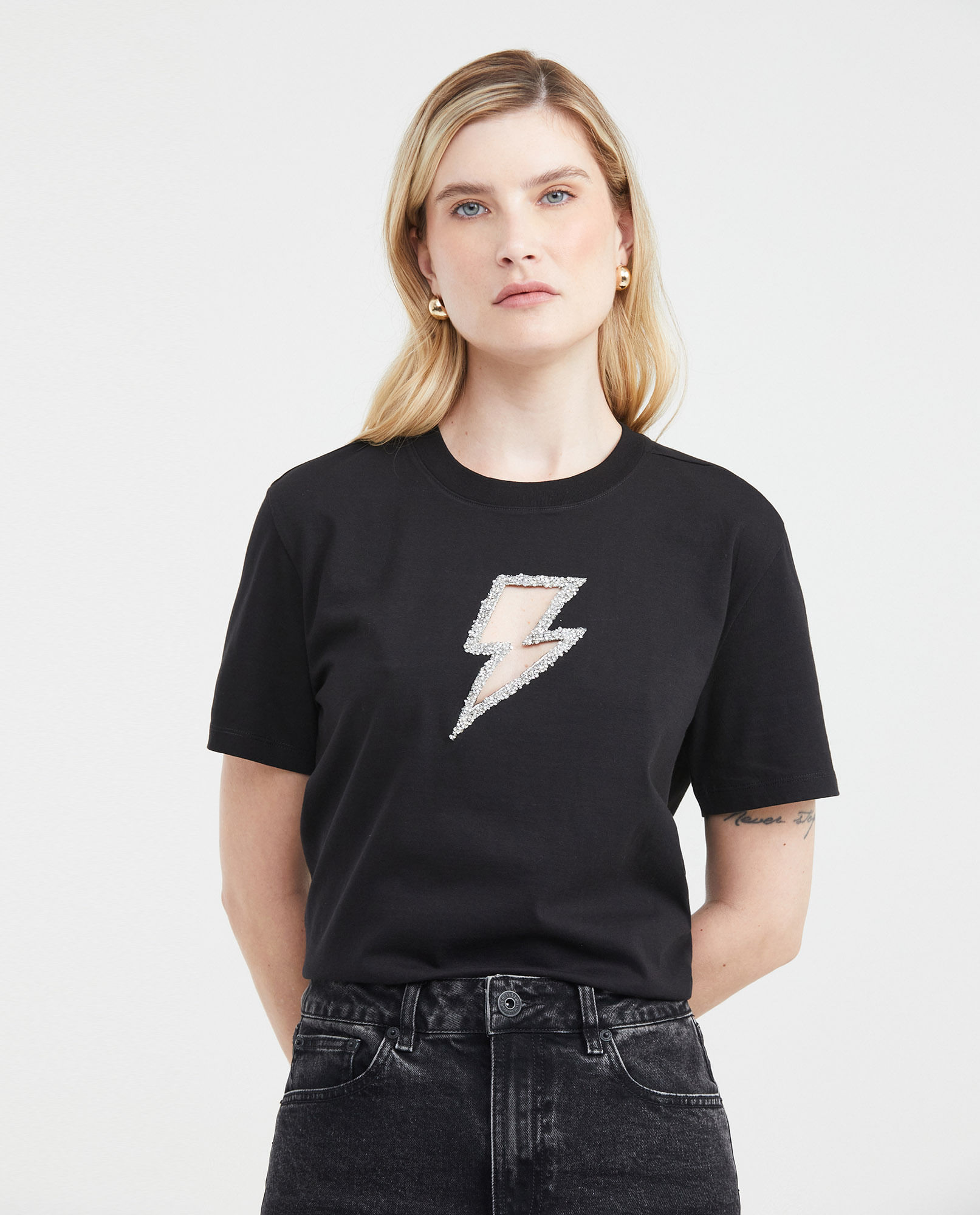 Camiseta Oversize Estampada con Corte Láser para Mujer