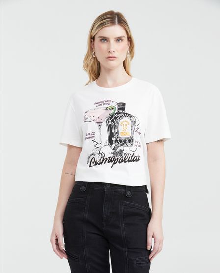 Camiseta Oversize Estampada con Detalle de Piedras para Mujer