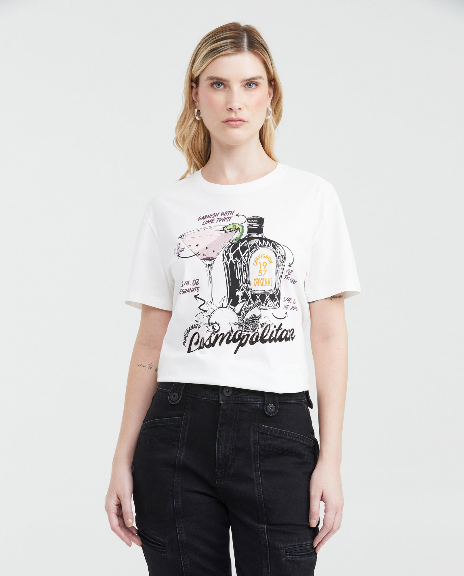 Camiseta Oversize Estampada con Detalle de Piedras para Mujer