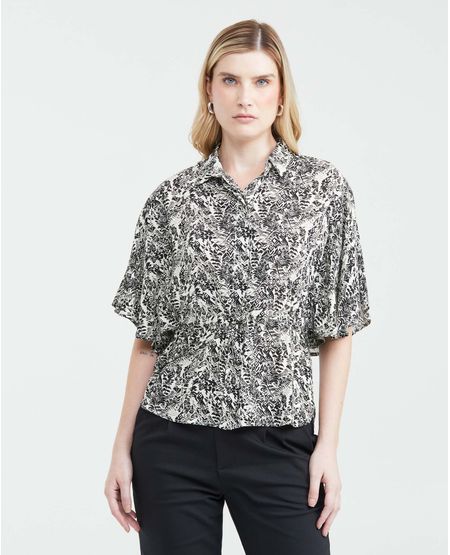 Camisa Estampada con Bolero Tipo Peplum para Mujer