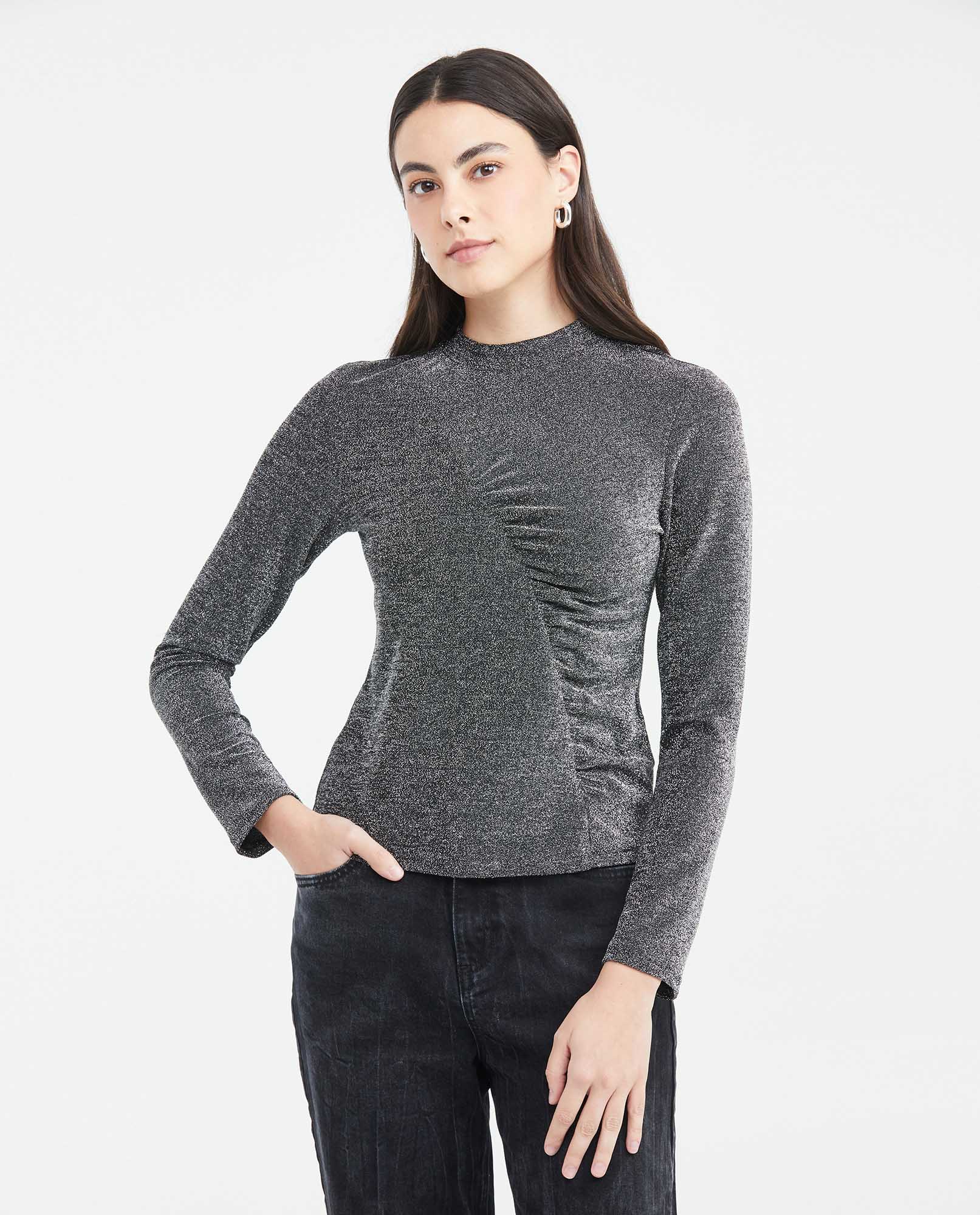 Camiseta Ajustada con Detalles de Brillo para Mujer