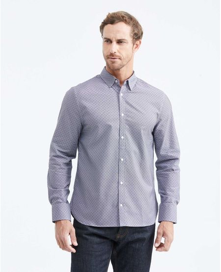 Camisa Premium Manga Larga con Estampado Mini Print para Hombre