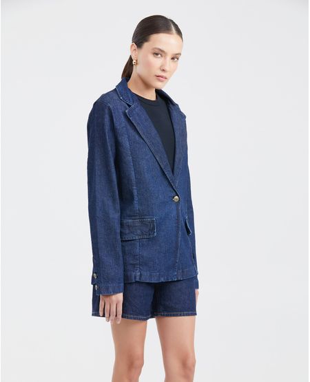 Blazer en Denim Azul Oscuro para Mujer