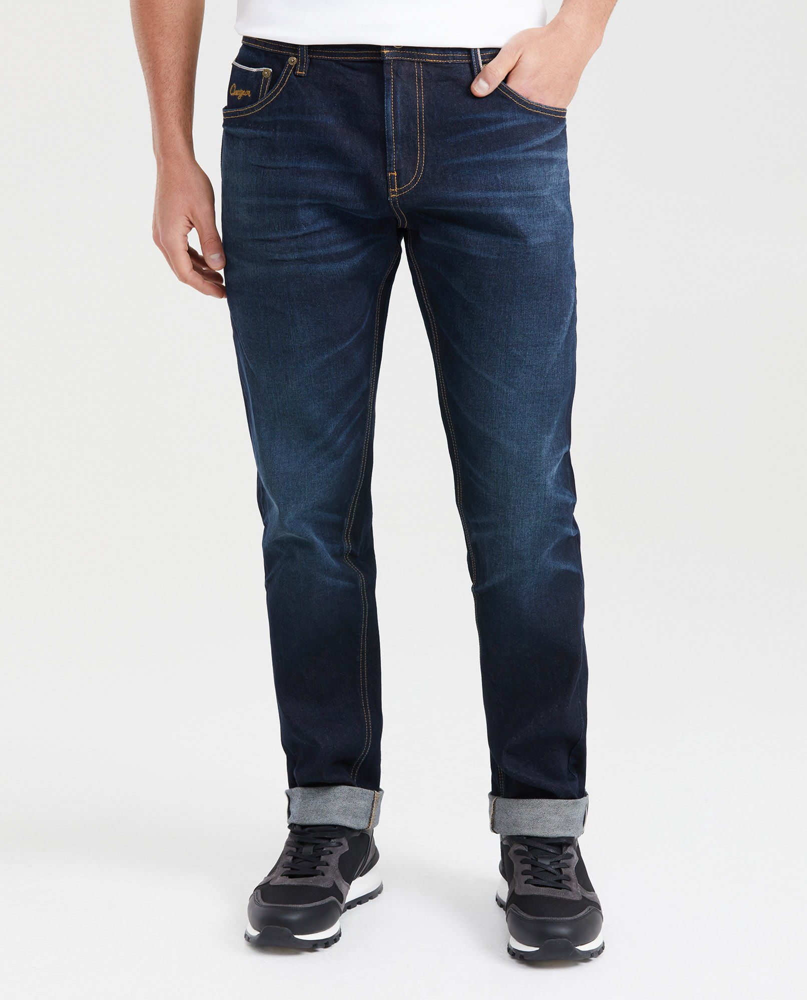 Jean Straight Fit Tiro Alto Boot Cut Azul Ultra Oscuro para Hombre