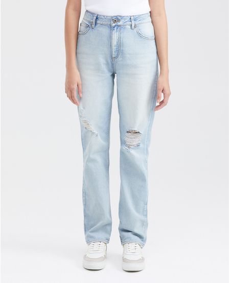 Jean Super High Rise Boot Cut Azul Claro con Rotos para Mujer