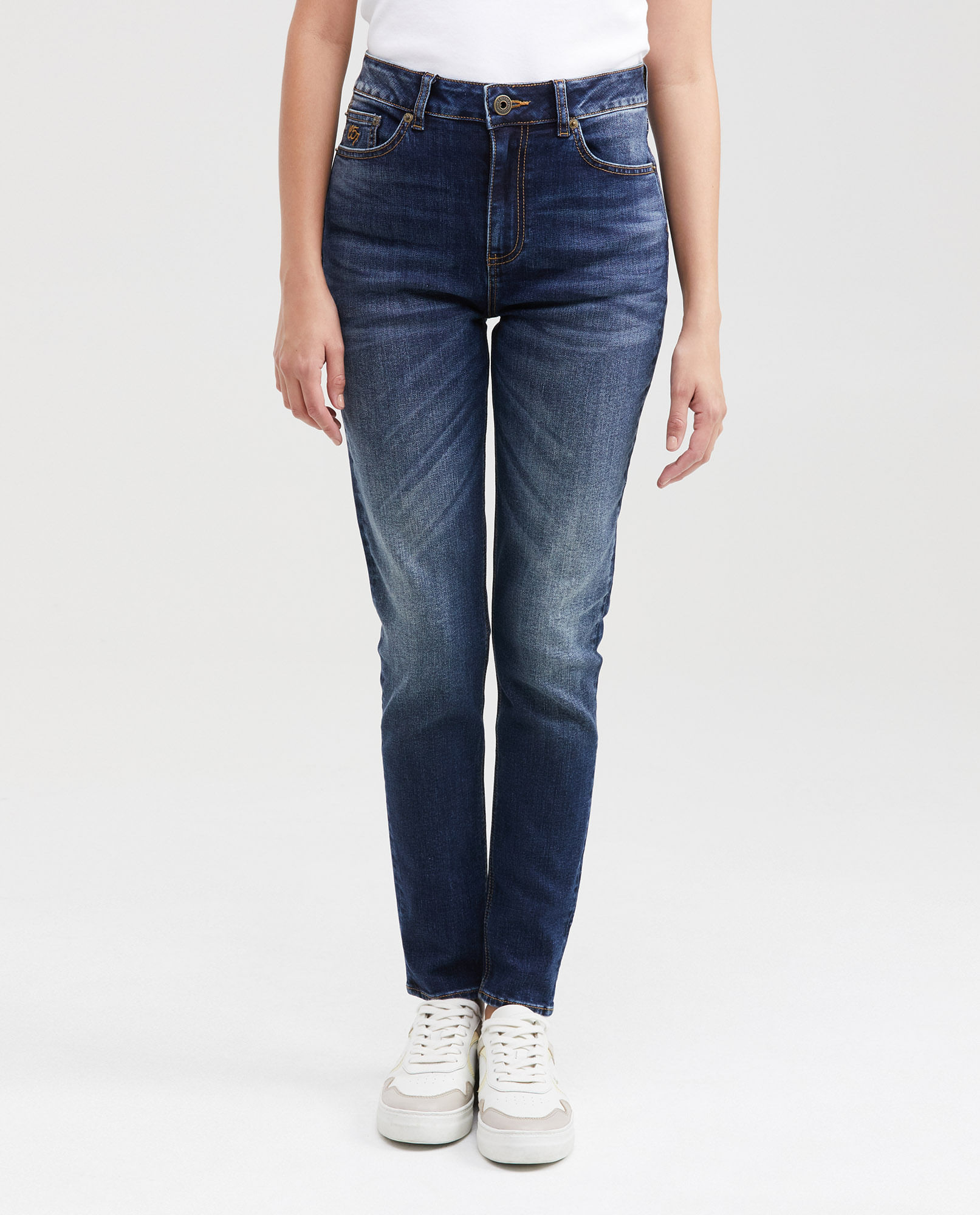 Jean Super High Rise Bota Skinny Azul Oscuro para Mujer
