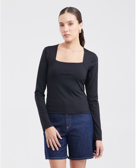 Camiseta Ajustada con Escote Cuadrado para Mujer