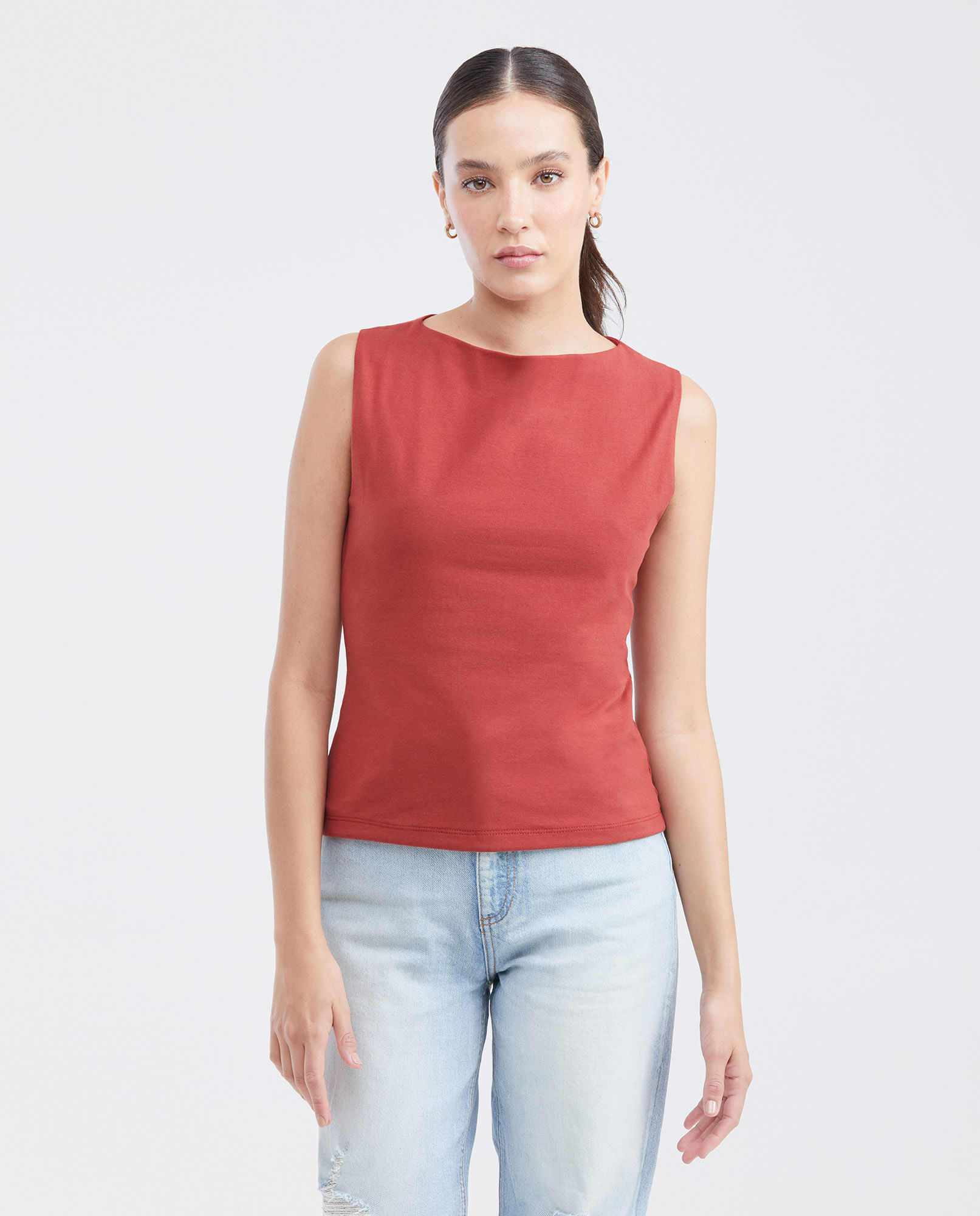 Camiseta con Escote Almendrado para Mujer
