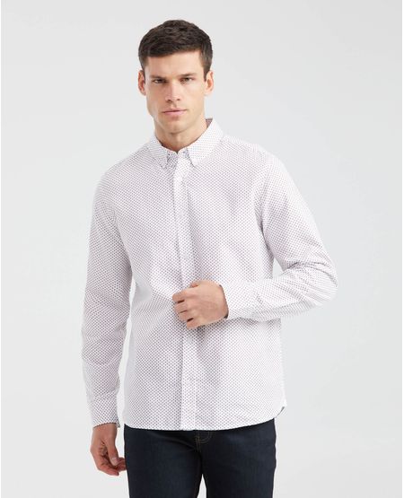 Camisa Classic Fit Manga Larga con Estampado Mini Print para Hombre