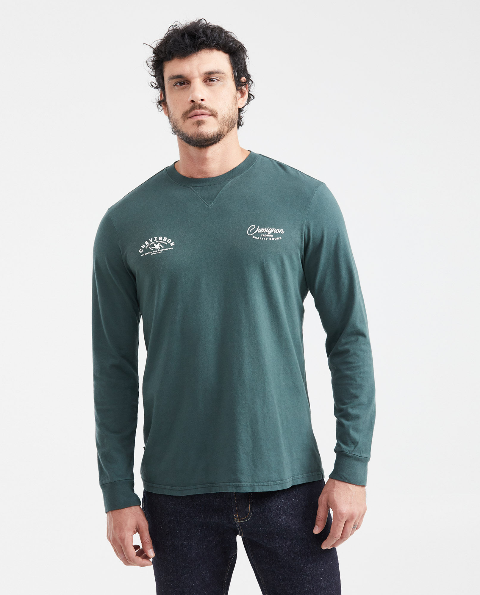 Camiseta Classic Fit Manga Larga con Estampados para Hombre