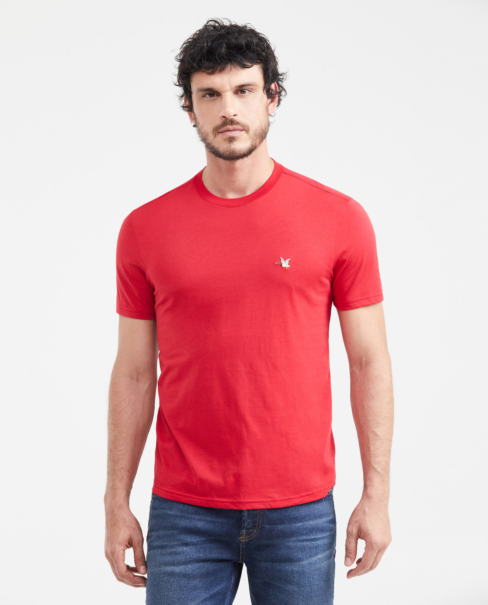 Camiseta Básica Straight Fit Cuello Redondo en Algodón Pima para Hombre