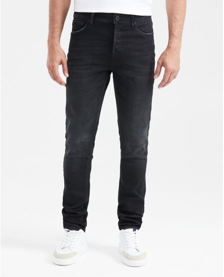 Jean Súper Slim Fit Tiro Bajo Bota Super Slim Negro Mate para Hombre