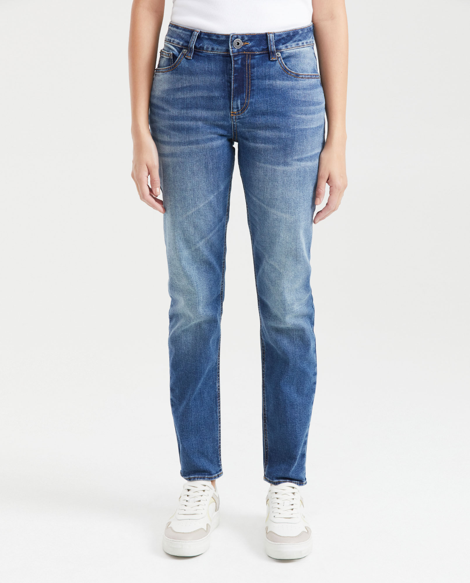 Jean High Rise Bota Skinny Azul Medio para Mujer