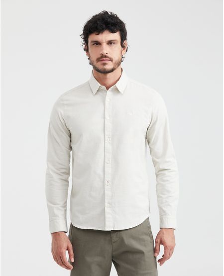 Camisa Slim Fit Manga Larga en Algodón y Lino para Hombre