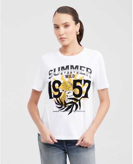 Camiseta Estampada con Detalles de Piedras para Mujer