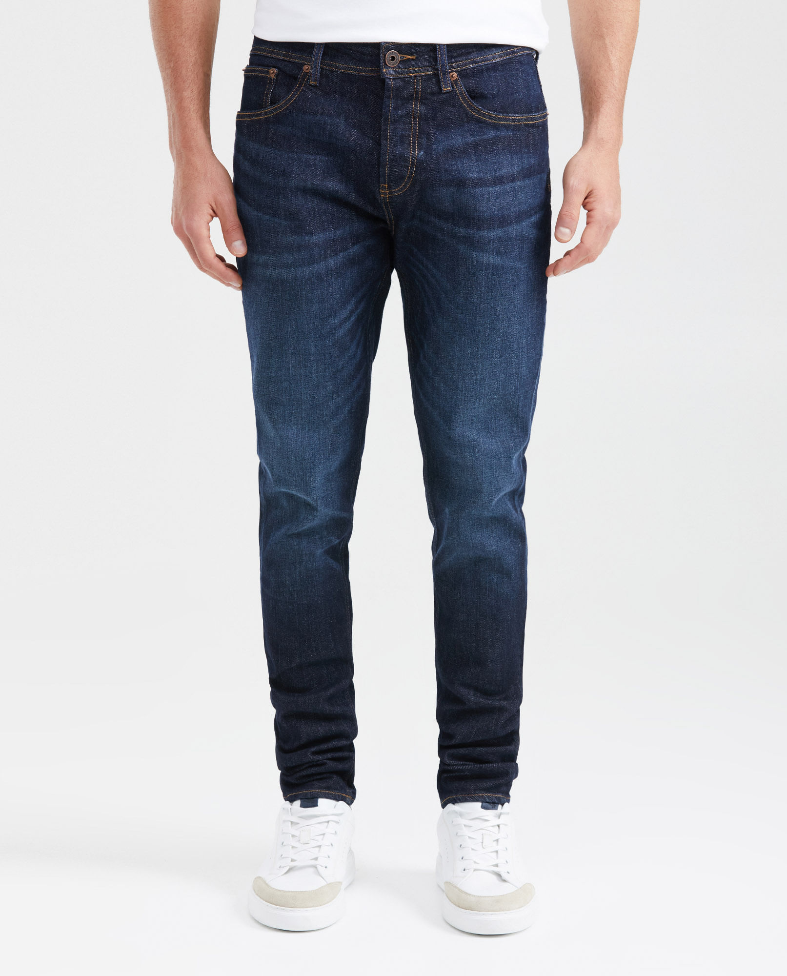 Jean Súper Slim Fit Tiro Bajo Bota Super Slim Azul Oscuro para Hombre