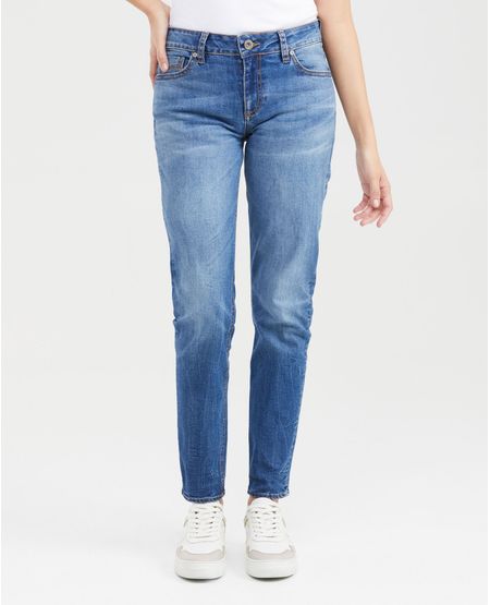 Jean Low Rise Bota Skinny Azul Claro Vintage para Mujer