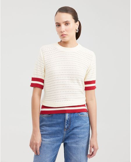 Camiseta Tejida Manga Corta para Mujer