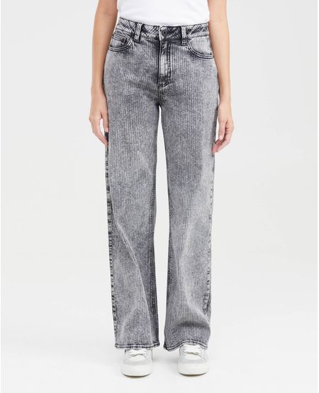 Jean Wide Leg Super High Rise Bota Relaxed Gris Textura Corduroy para Mujer